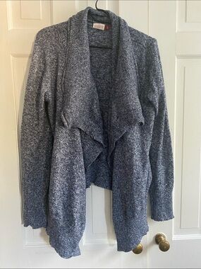 SO Heather Navy Open-Front Draped Cardigan